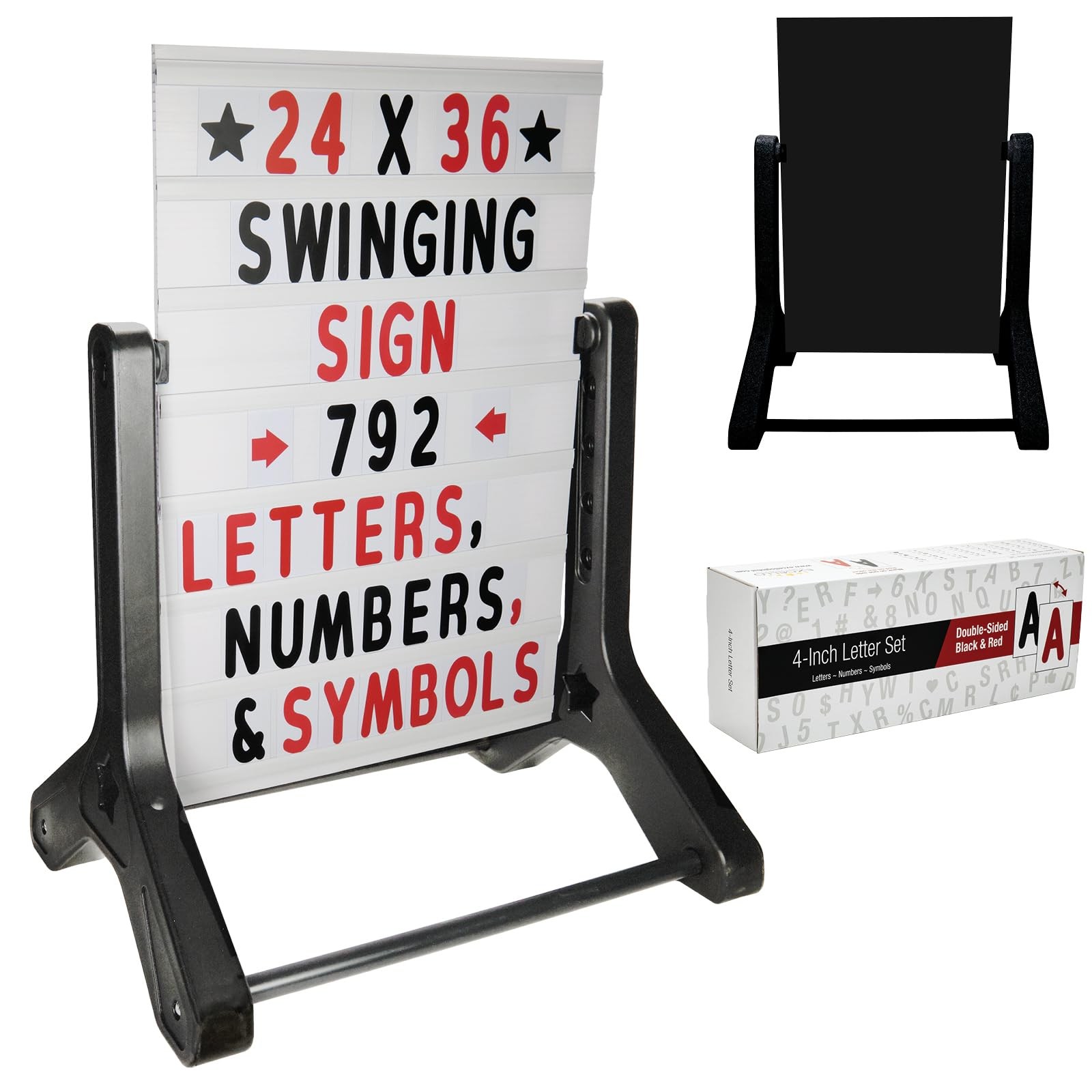Swinging Changeable Message Sidewalk Sign 24″ x 36″ Sign with 792 PreCut Doub…