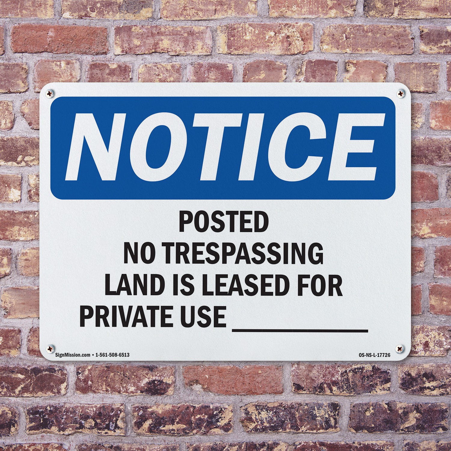 Posted No Trespassing Land Is Leased For OSHA Notice Sign, Decal 5 or 10 Pack