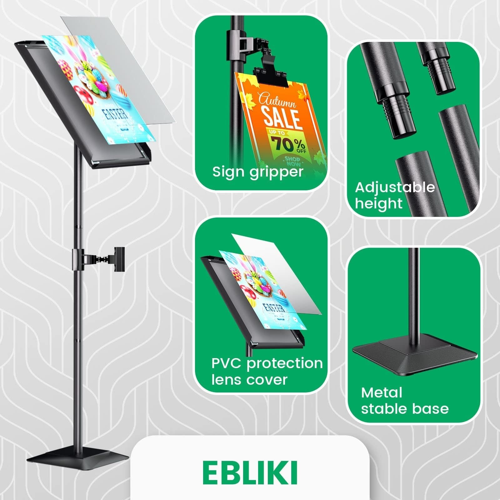 Adjustable Sign Stand for Display, Heavy Duty Sign Holder Floor Stand with Ba…