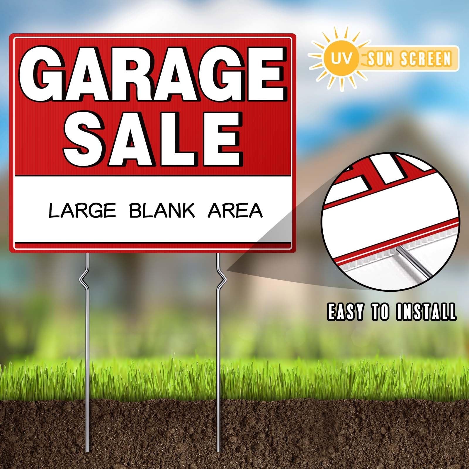 Garage Sale Kit (10 Pcs), 5 Pack Garage Sale Signs with Metal Stakes, 5 Pack …