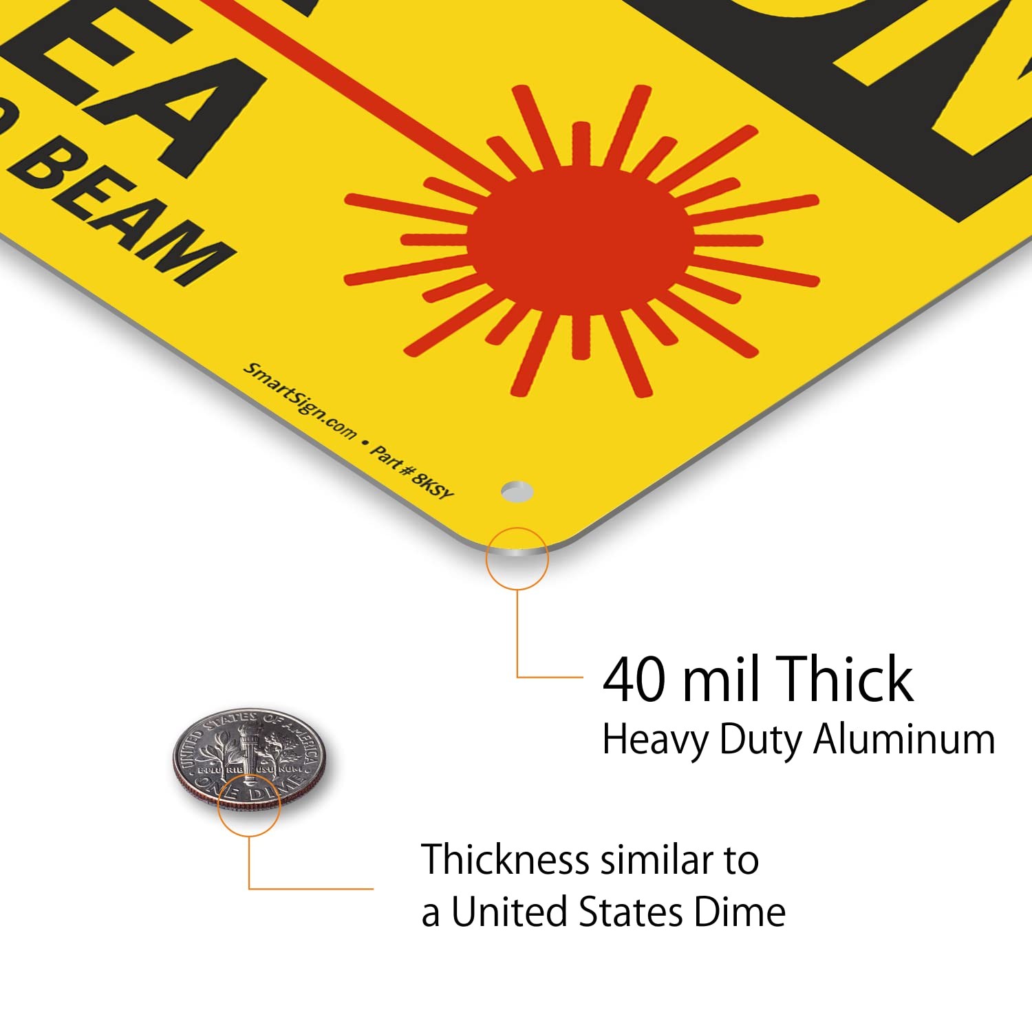 7×10 Inch Aluminum U92435NA_7x10 Caution Laser In Area Sign Black Red Yellow