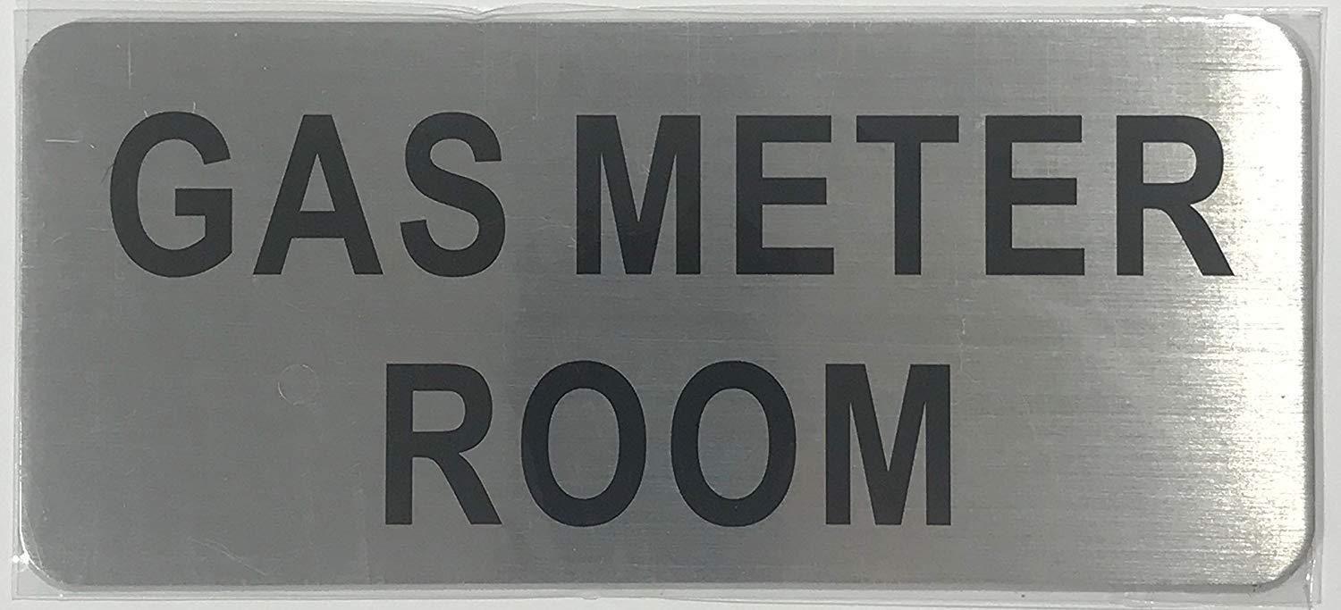 GAS METER ROOM SIGN (BRUSH ALUMINIUM, 3.5X8)- The Mont argent line.REF24-1027