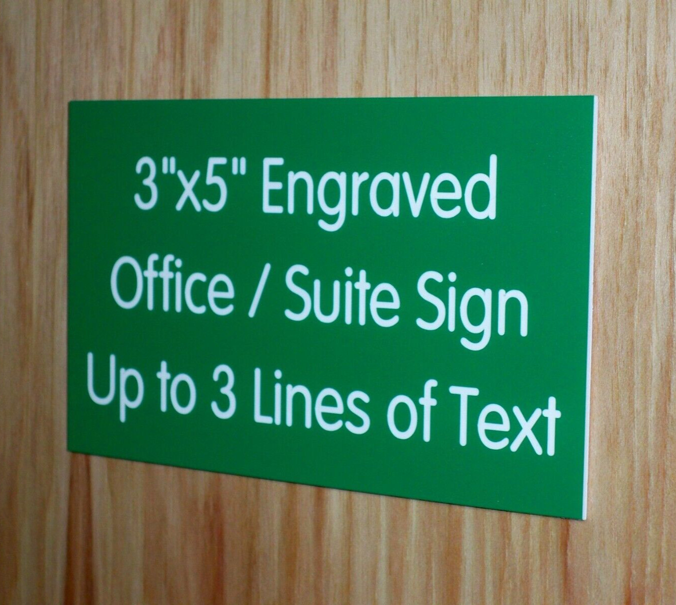 Custom Engraved 3×5 Green Plaque Sign | Add Your Wording | with Adhesive Backing