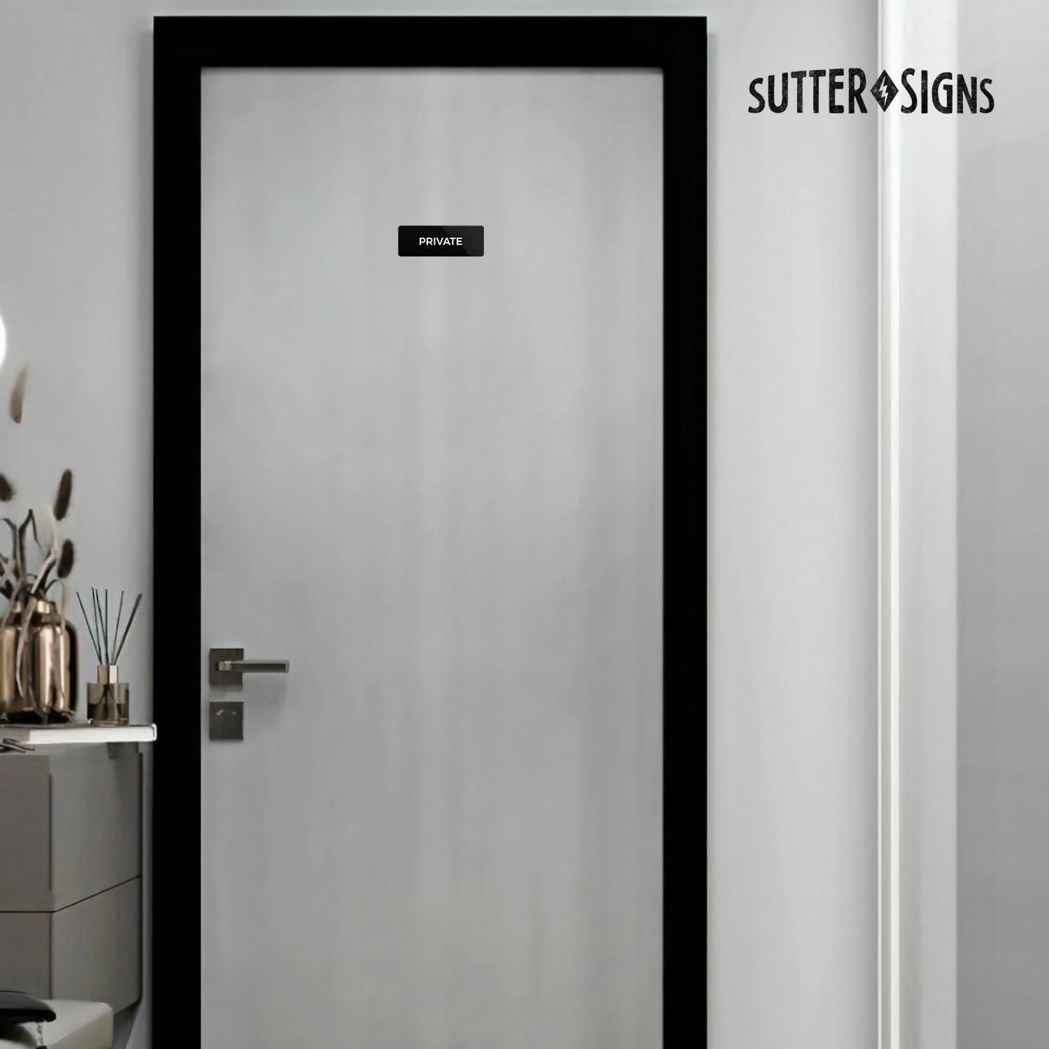 2×6 Private Sign, Durable ABS Plastic, Full Adhesive Back, Door, Wall