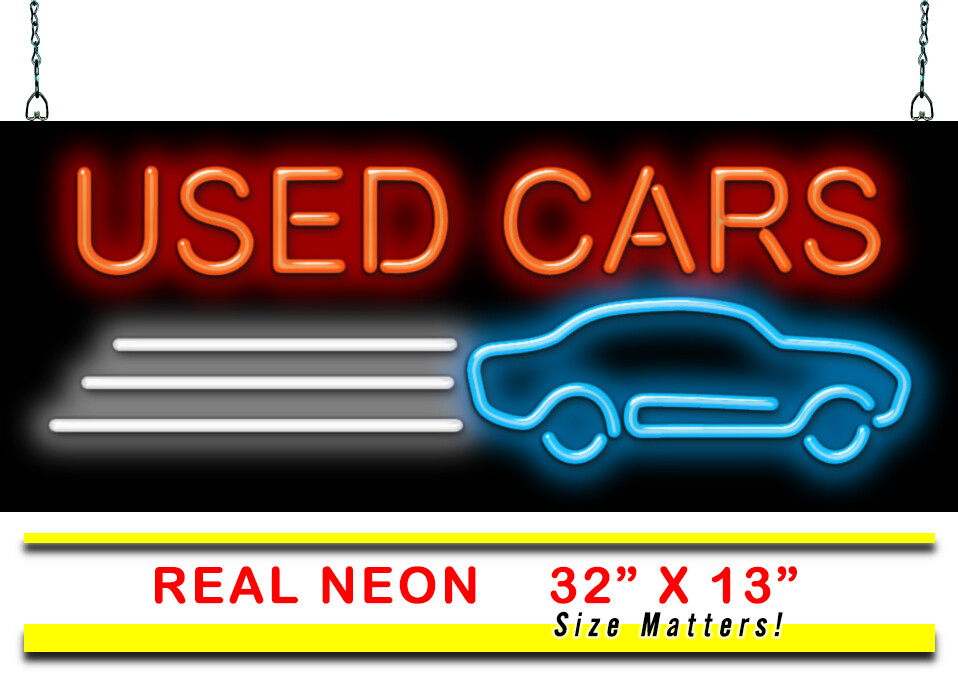 Used Cars Neon Sign Jantec 32″X 13″ Car Auto Truck SUV Van Dealer Buy Sell