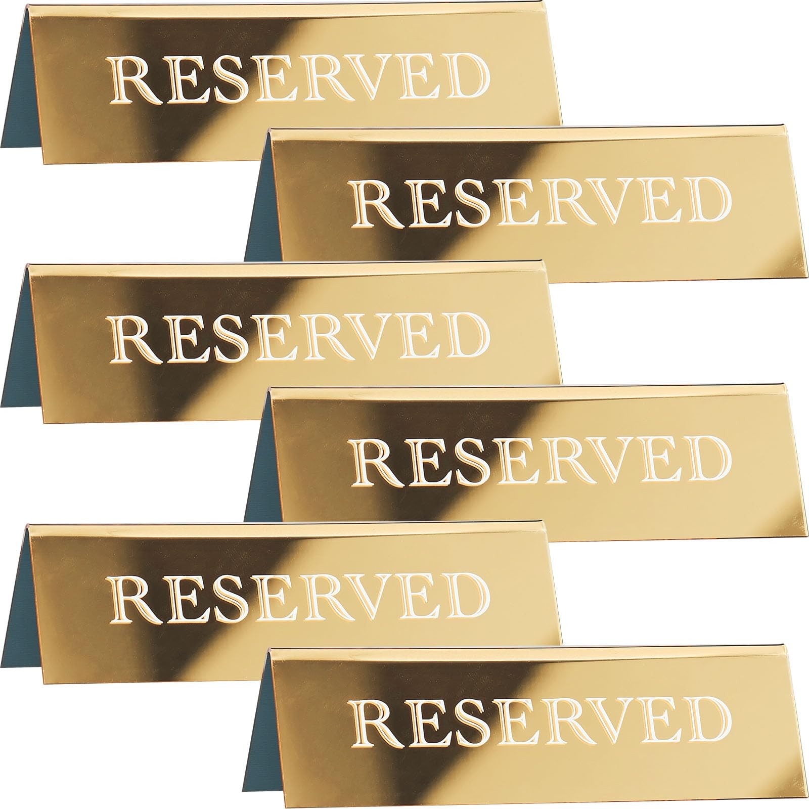 6 PCS Gold Mirror Acrylic Reserved Table Tent Signs 7.9×2.7 Inch Wedding Decor