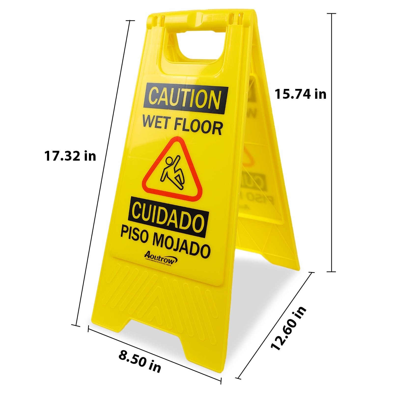 Aoutrow Caution Wet Floor Sign, Bilingual Foldable Safety Sign (17.12in x 8.3…