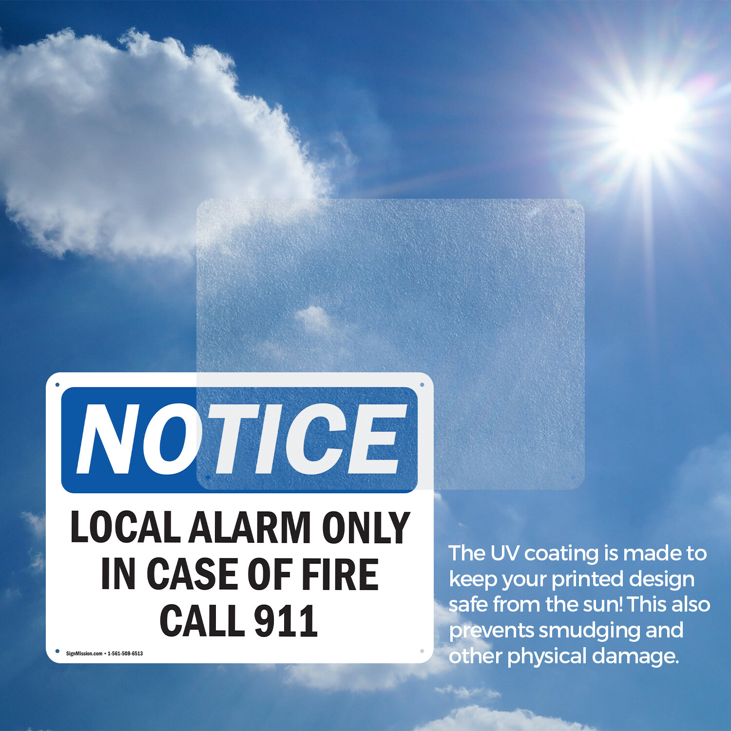 (2 Pack) Local Alarm Only In Case Of Fire Call 911 OSHA Notice Sign Decal Metal