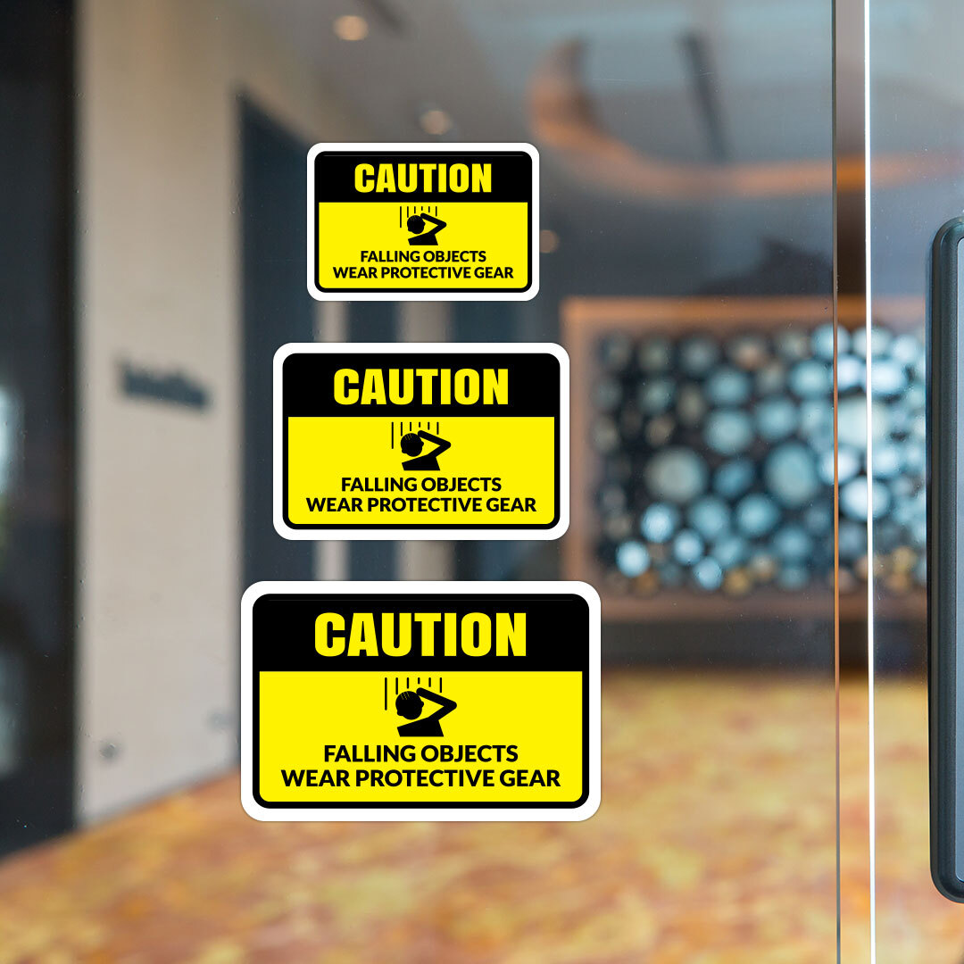 Classic Framed Plus Caution Falling Objects Wear Protective Gear Door Sign
