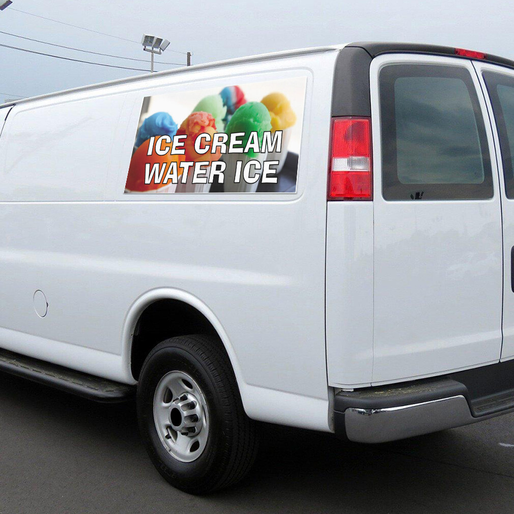 Car Magnet Set of 2 Ice Cream Water Ice Advertising Printing A Industrial Sign