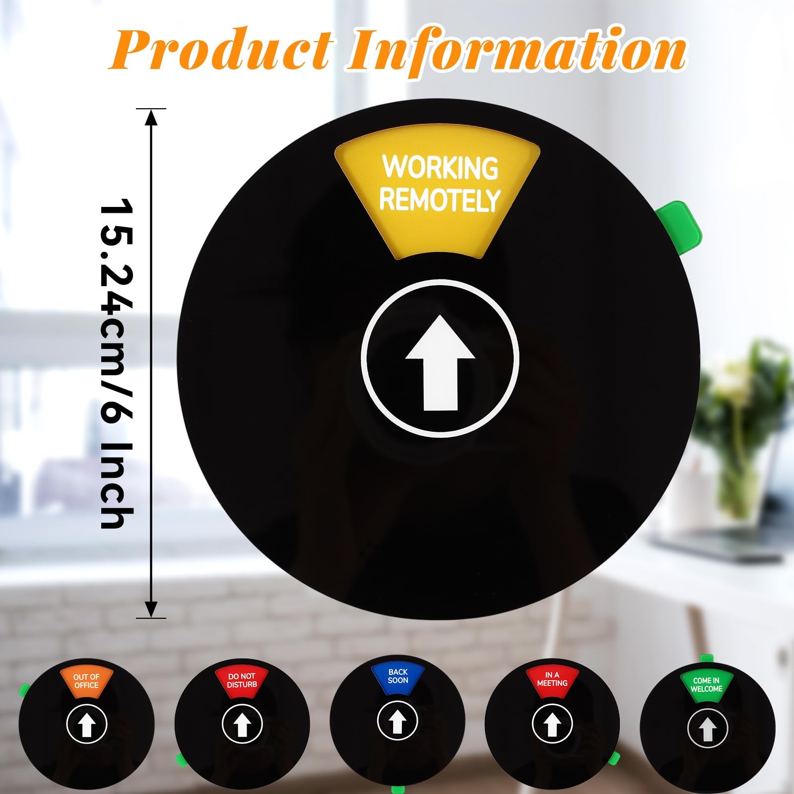 6 Inch Round Black Rotating Office Door Sign 6 Status Do Not Disturb