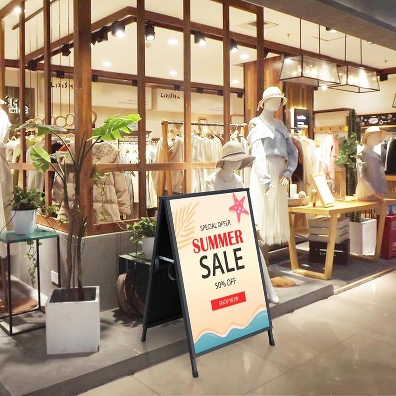 A Frame Sidewalk Sign Double Sided Metal Poster Display Outdoor Indoor Use
