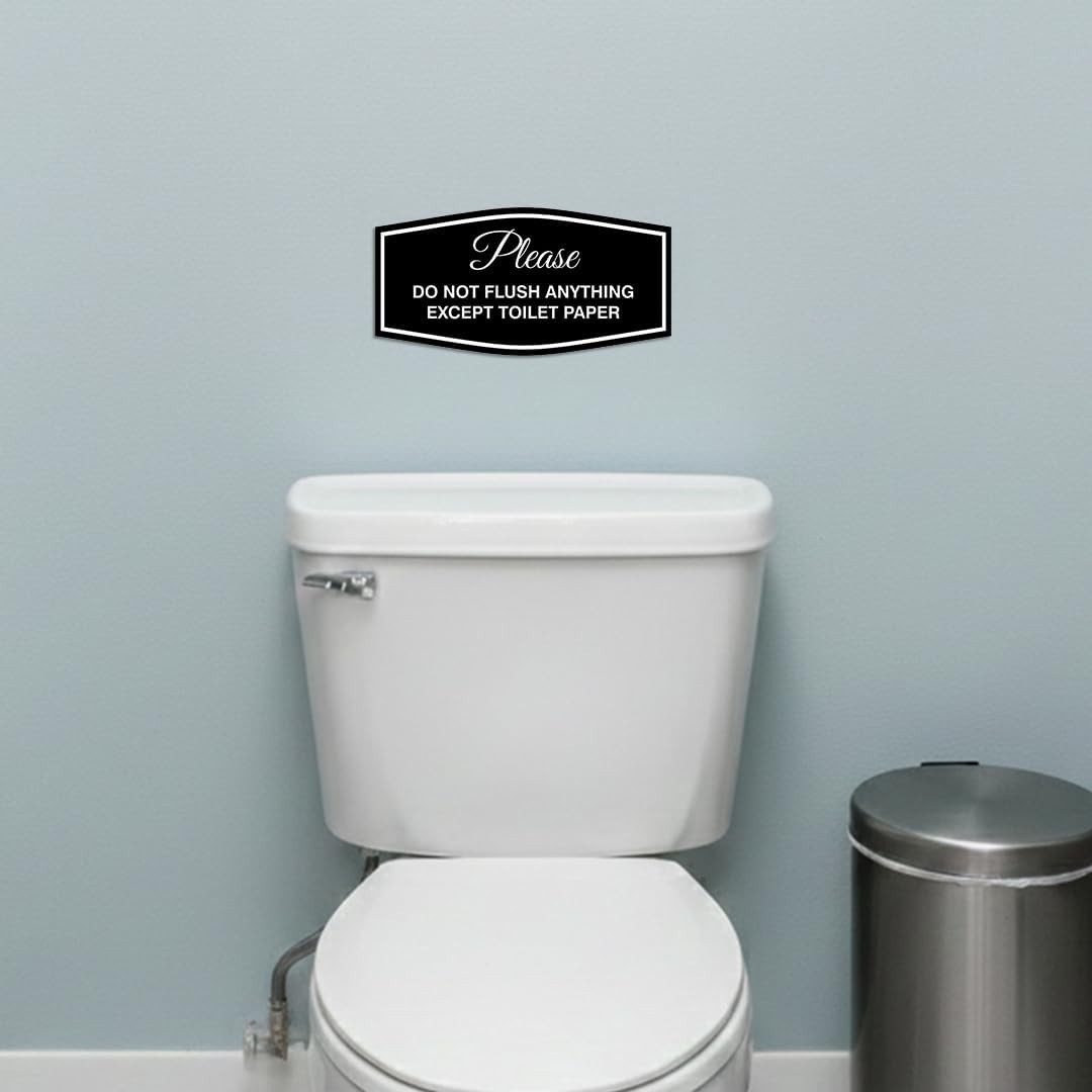 5 Pack Fancy Please Do Not Flush Anything Except Toilet Paper Sign Black Gold