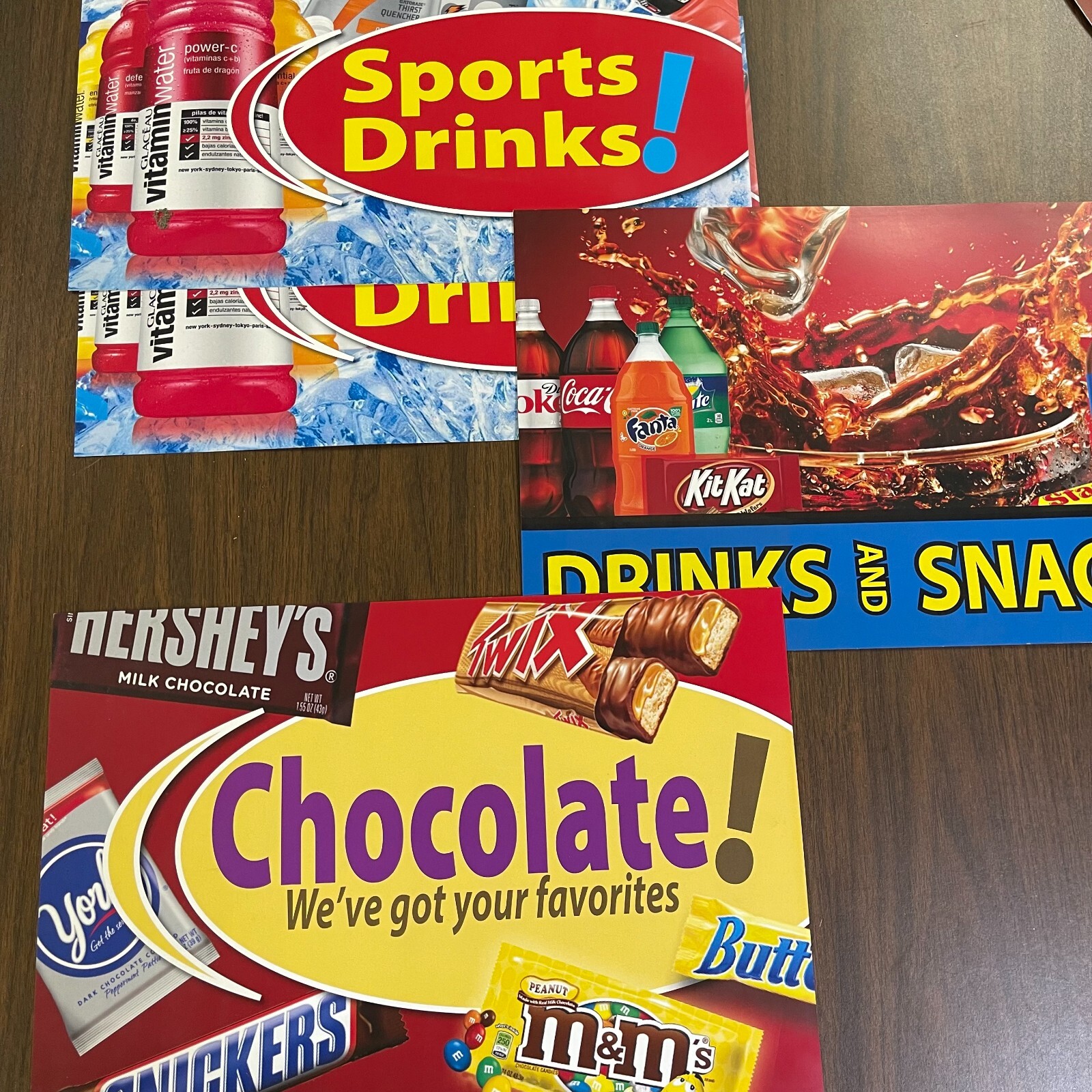 Asst. C-Store Signs- 4 pieces- Candy, Sports Drinks, Sancks