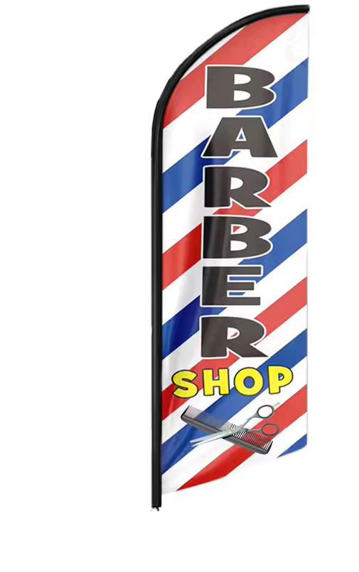 Barber Shop Swooper Flag 50 x 200 cm (2X6ft) Feather Super Bow Banner