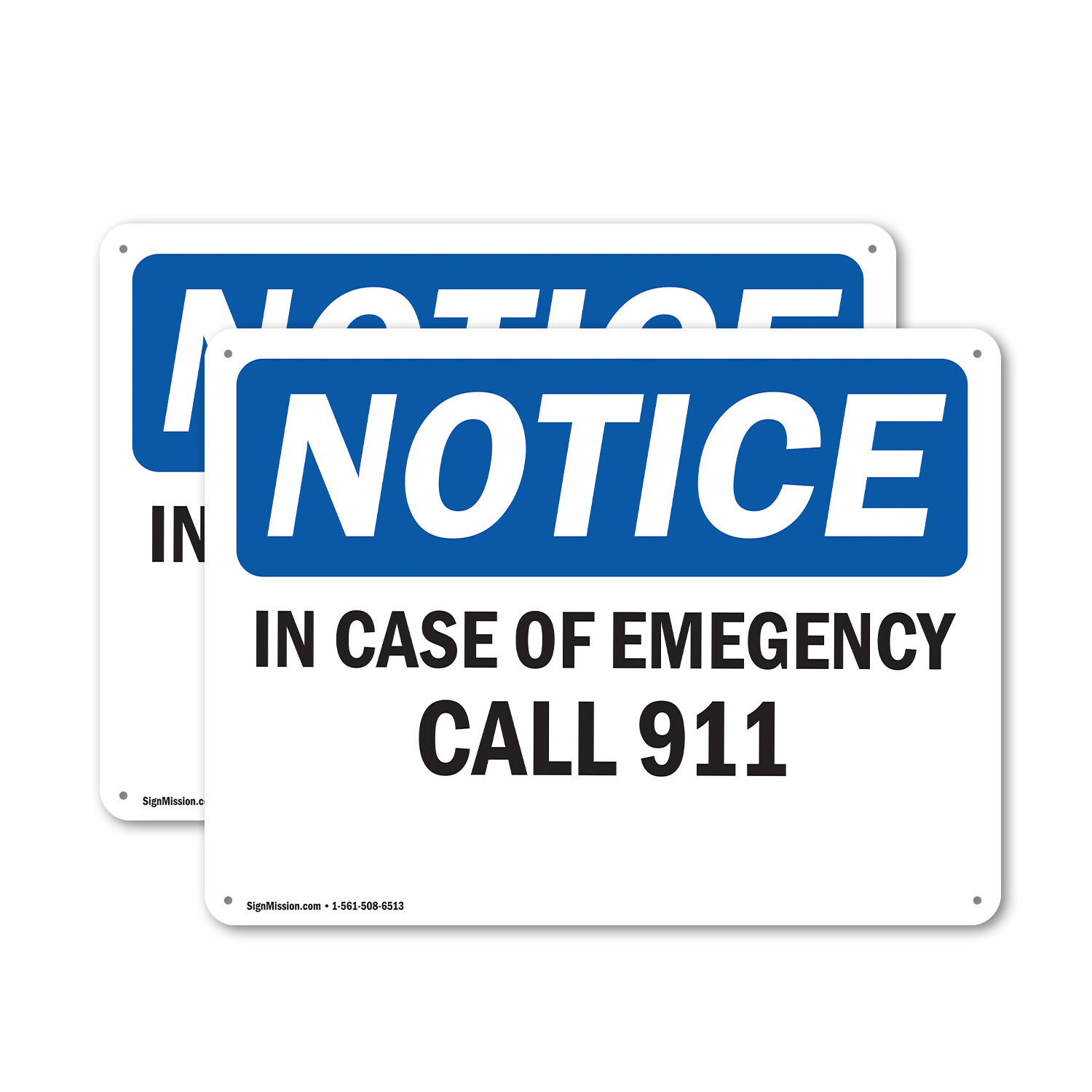 (2 Pack) In Case Of Emergency Call 911 OSHA Notice Sign Decal Metal Plastic