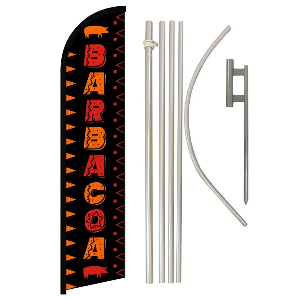 Food Hot Dogs BBQ Tacos Variations Windless Advertising Banner Flag Pole Kits