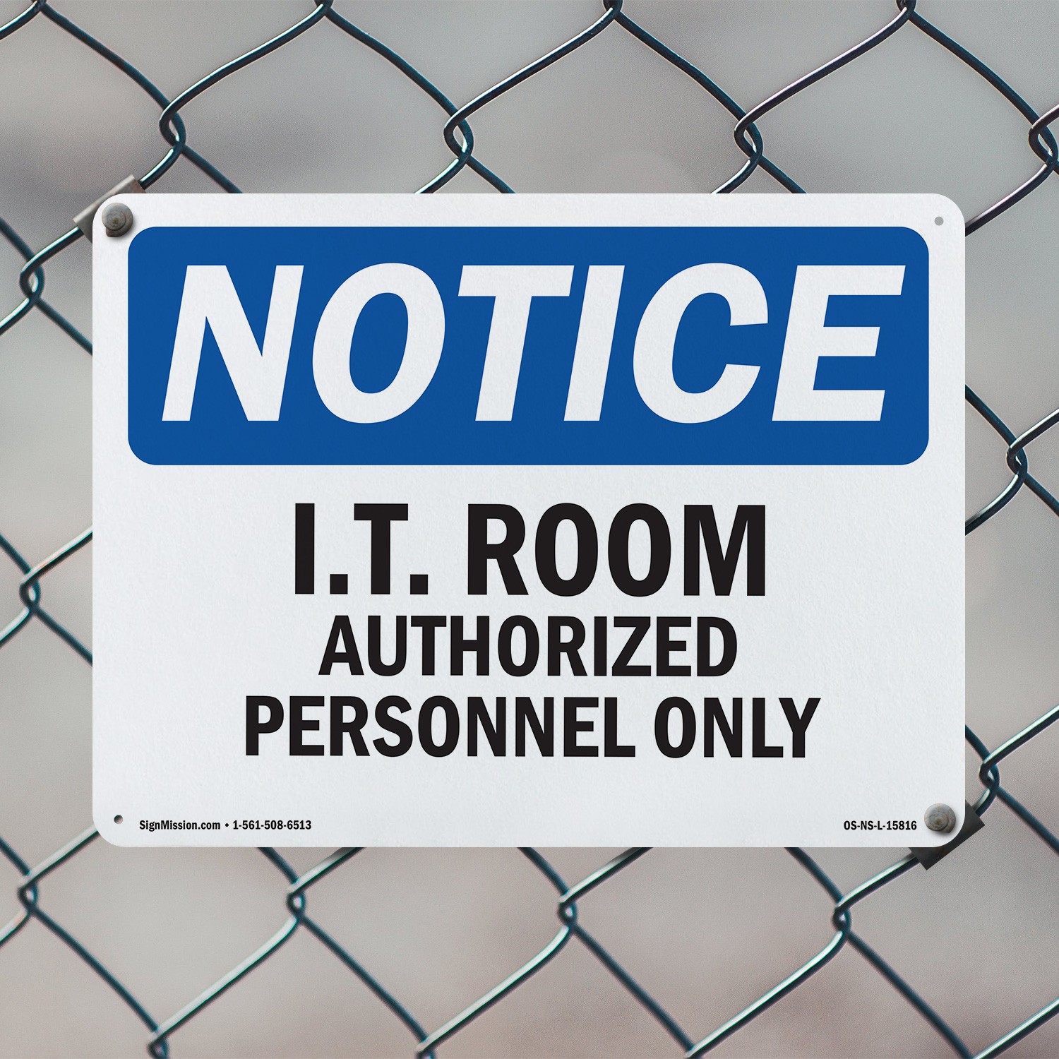 I.T. Room Authorized Personnel Only OSHA Notice Sign Or Decal – 5 or 10 Pack