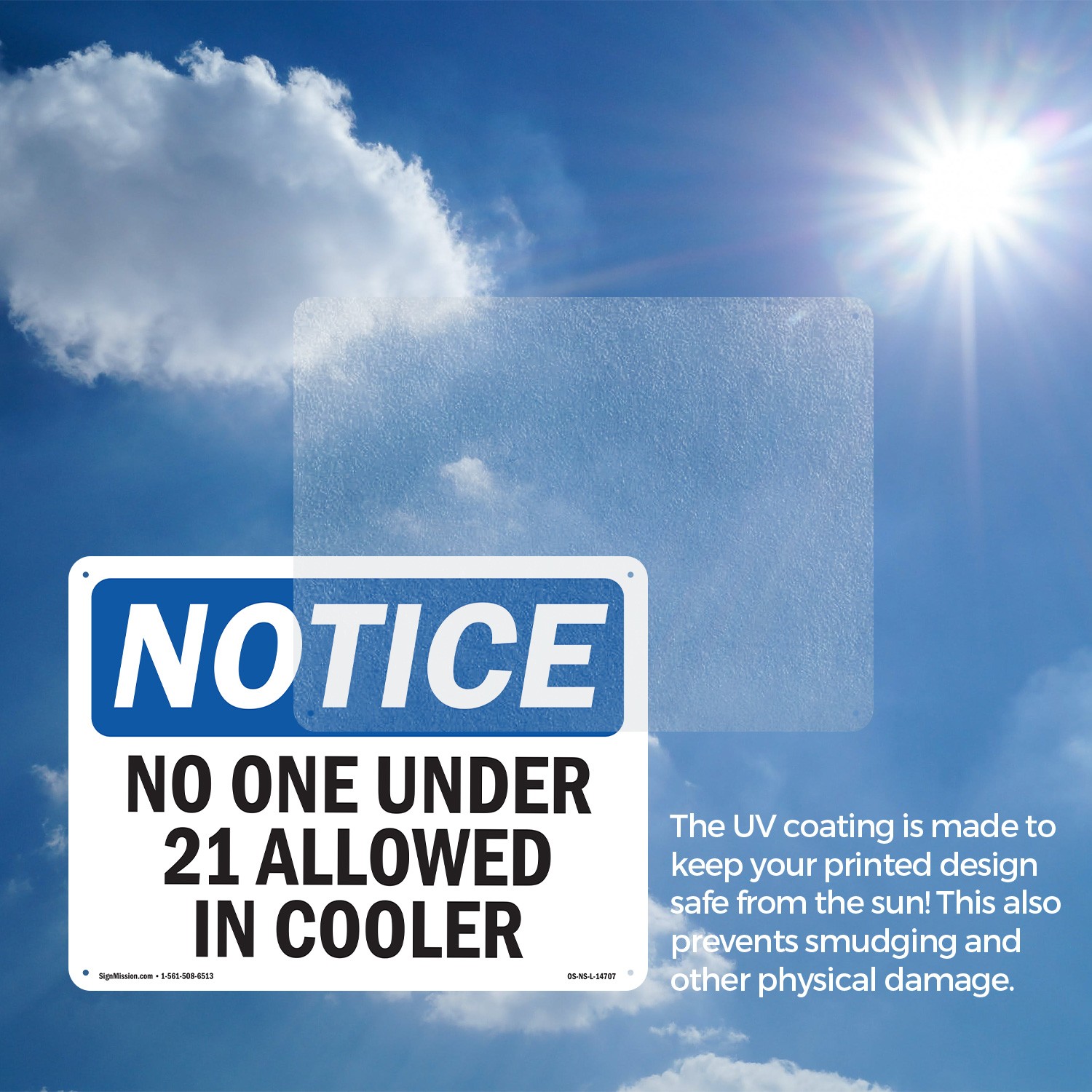 No One Under 21 Allowed In Cooler OSHA Notice Sign Metal, Decal – 5 or 10 Pack