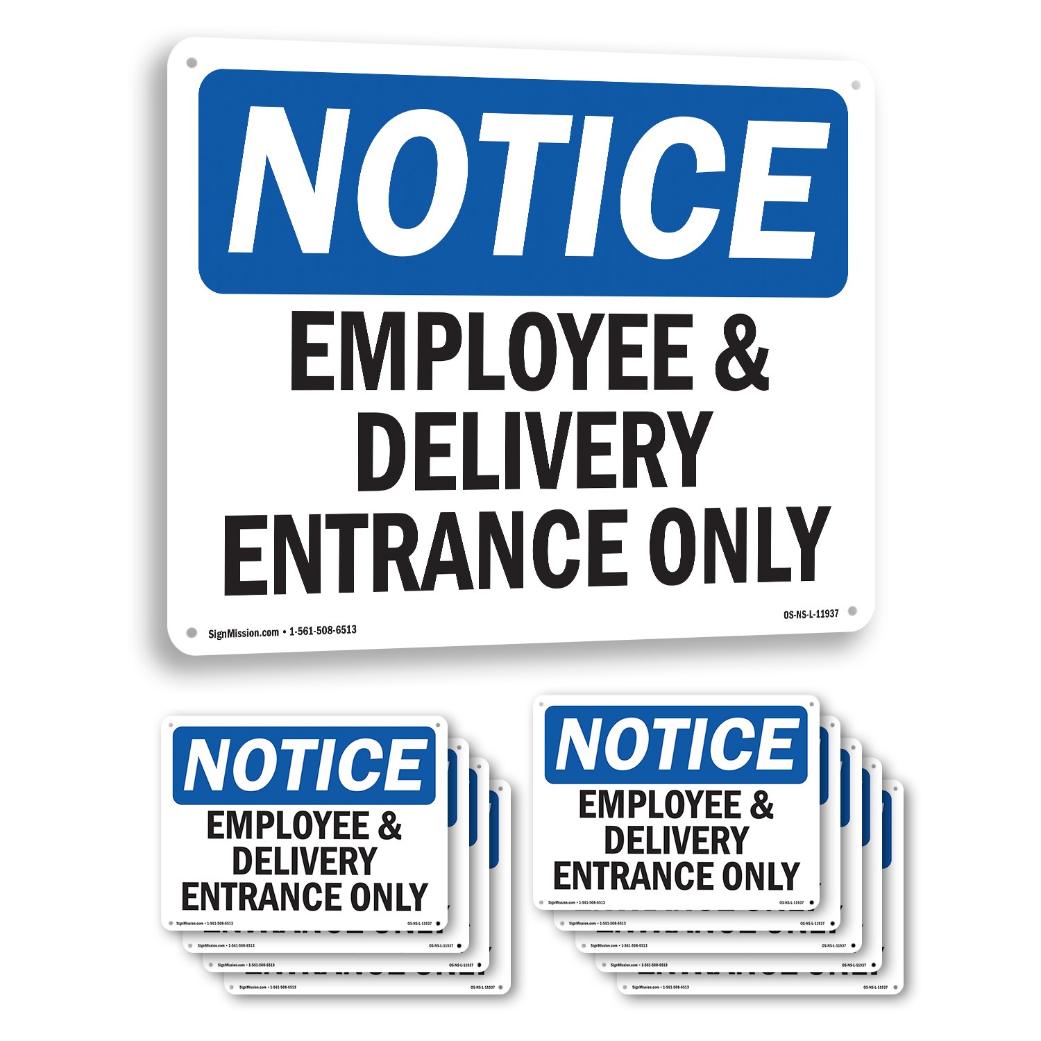Employee And Delivery Entrance Only OSHA Notice Sign Or Decal – 5 or 10 Pack