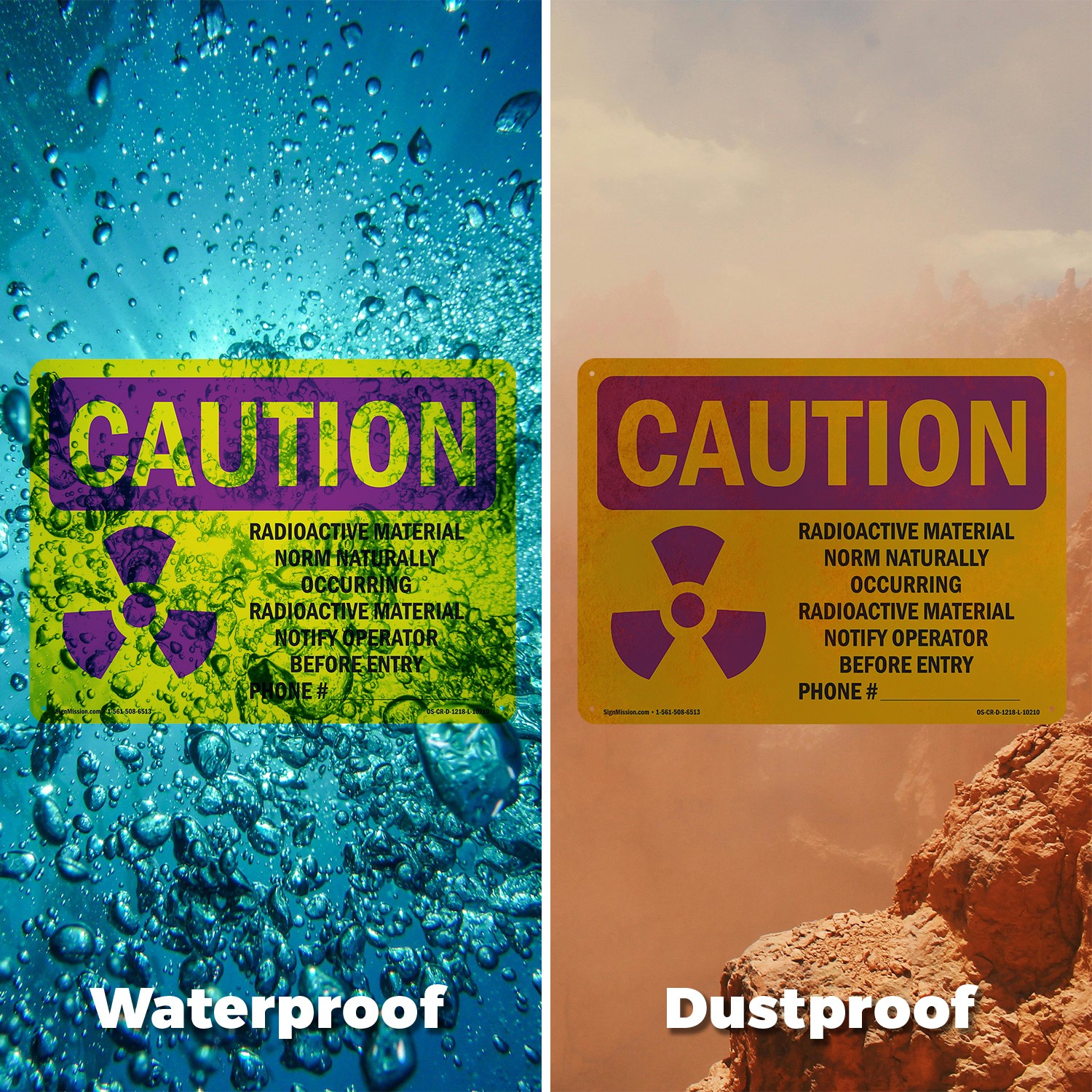 Radioactive Material Norm Naturally With Symbol OSHA Caution Sign – 5 or 10 Pack