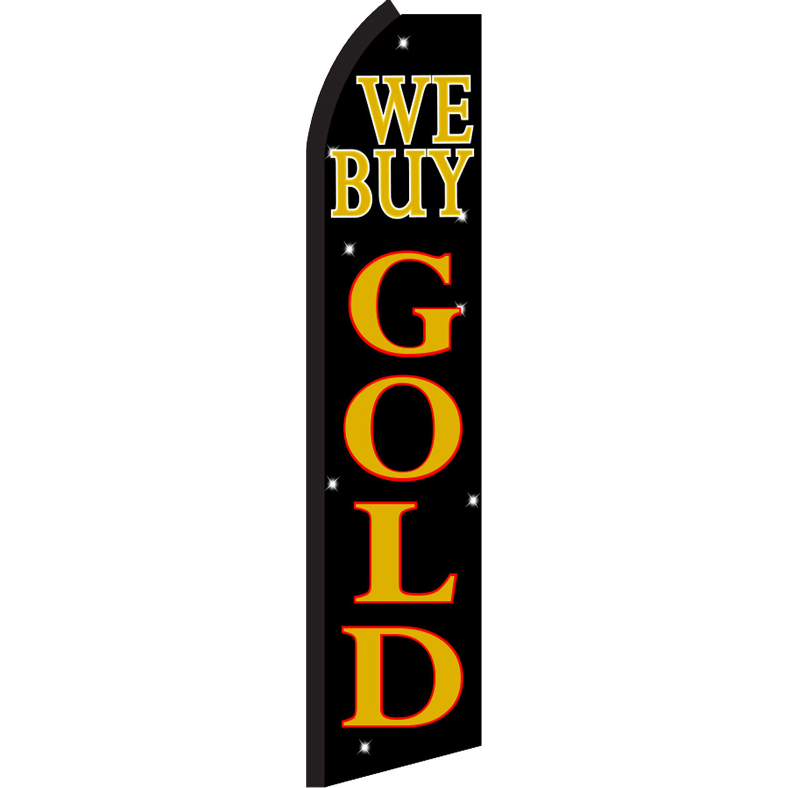 We Buy Gold W/Stars 2 1/2 ft X 11 1/2 ft Polyester Swooper Flag