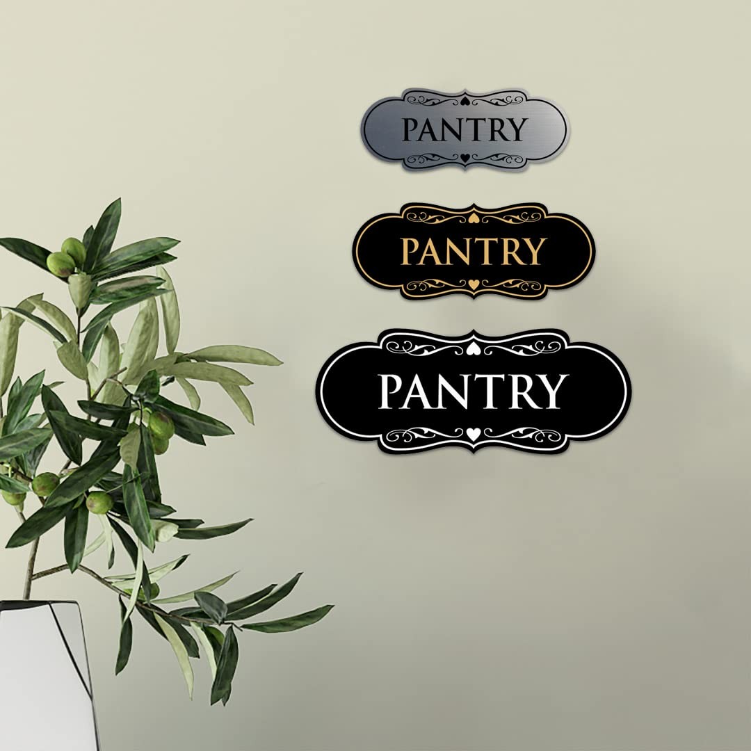 Large Designer Pantry Sign, Black Gold, Kitchen, Door, Wall, Modern, Label