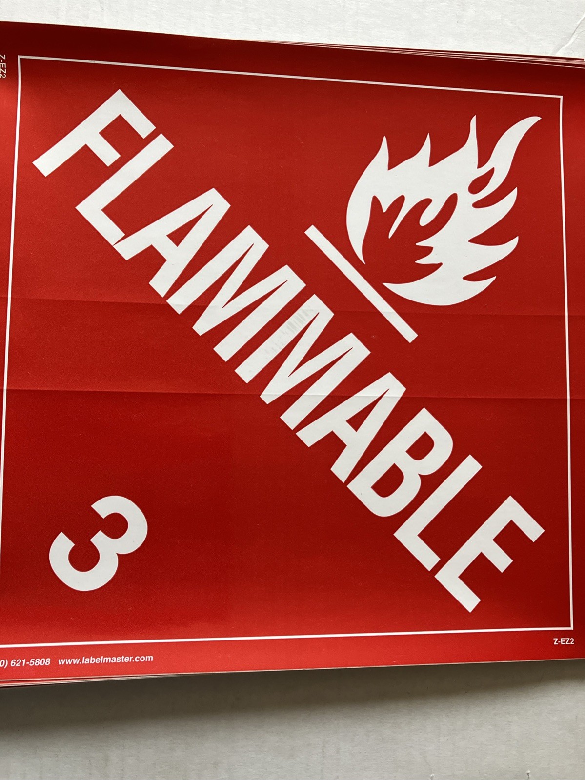 5 pack Class 3 Flammable Liquid Placard Worded 10.75″ x 10.75″ Sticker Decal