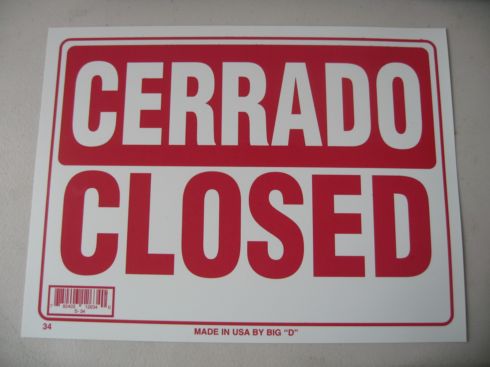 Cerrado / Closed Buisness signs 9″x12′ Red flexible plastic 12634