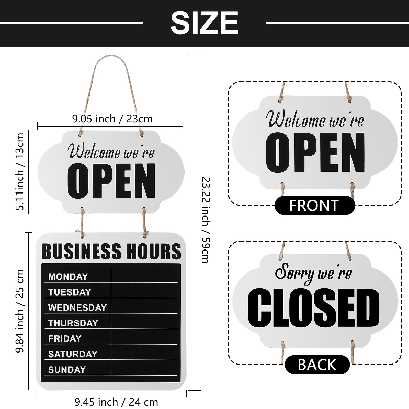 Business Hours Hanging Chalkboard Open Closed Sign Wooden Welcome Chalk Boards