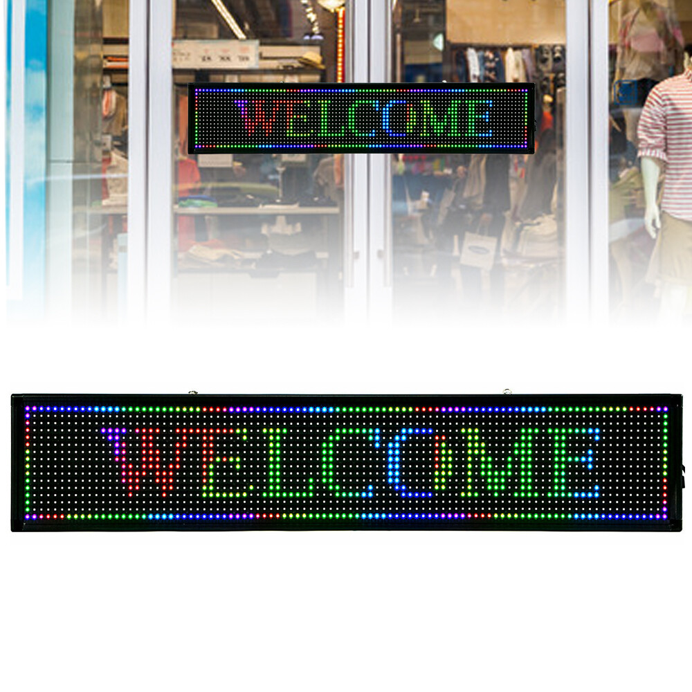 LED Sign 40″X8″ Scrolling Message Display Board Outdoor RGB 7-Color Programmable
