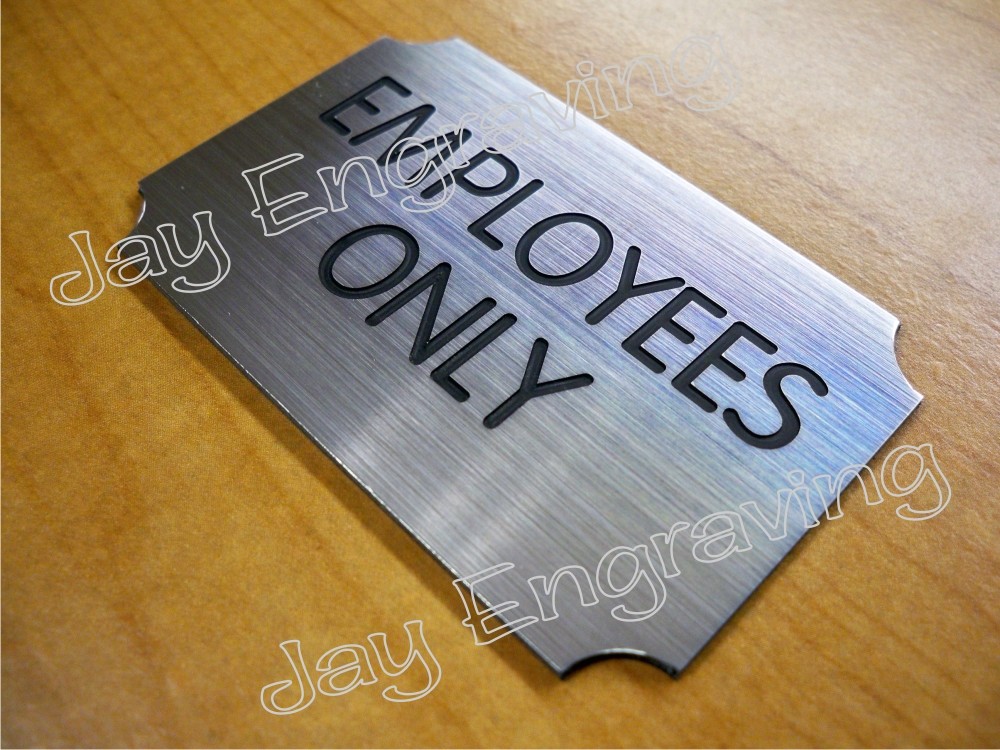 Engraved EMPLOYEES ONLY 3×5 Silver Door Sign  Home Office Business Wall Plaque