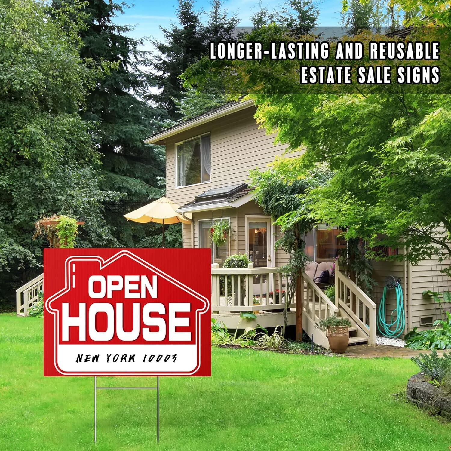 Open House Signs 5 Pack 16″ x 12″ Double-Sided Yard Signs with Metal H Stakes…