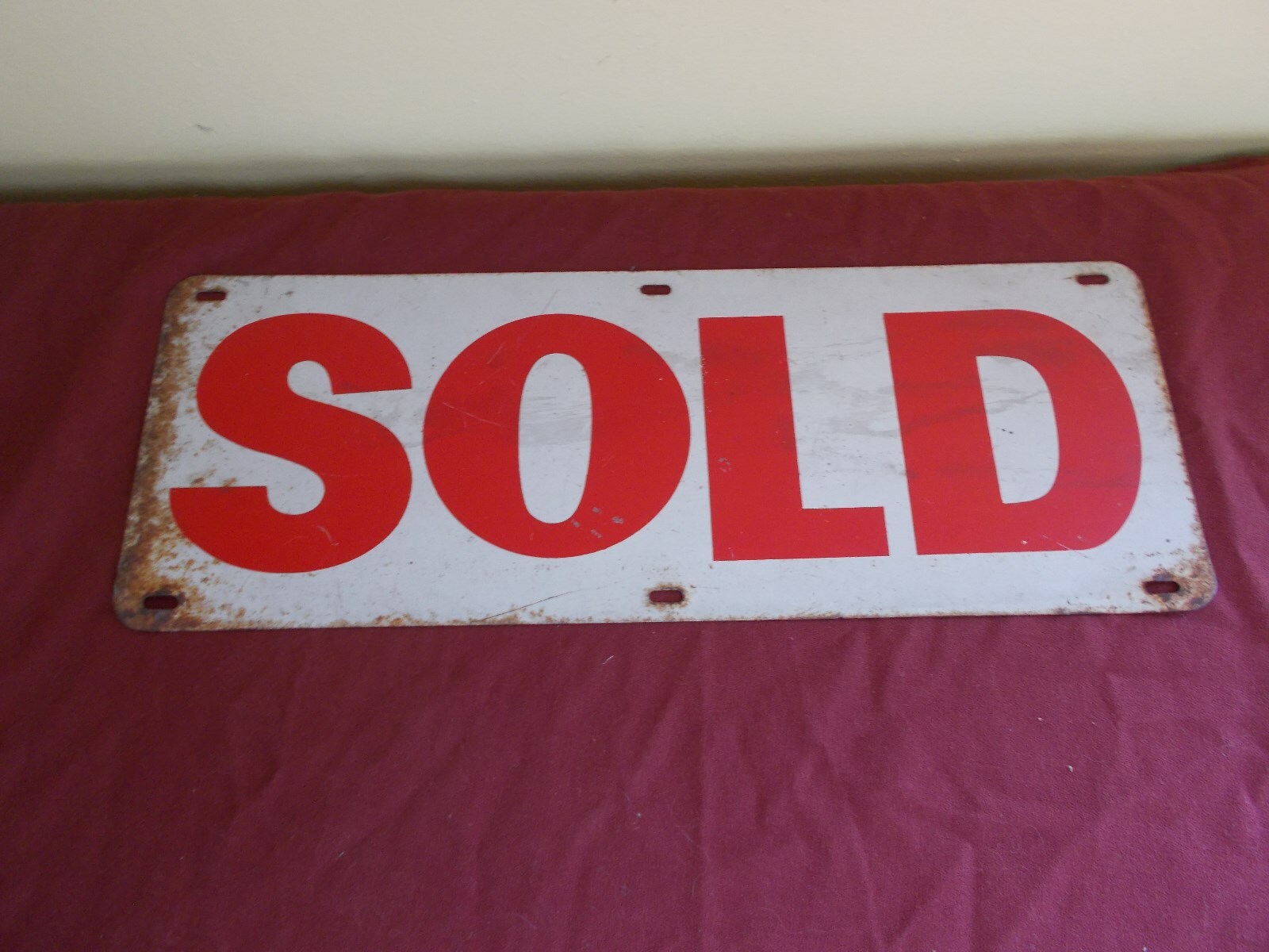 VINTAGE STEEL DOUBLE SIDED SOLD SIGN REAL ESTATE REALITY