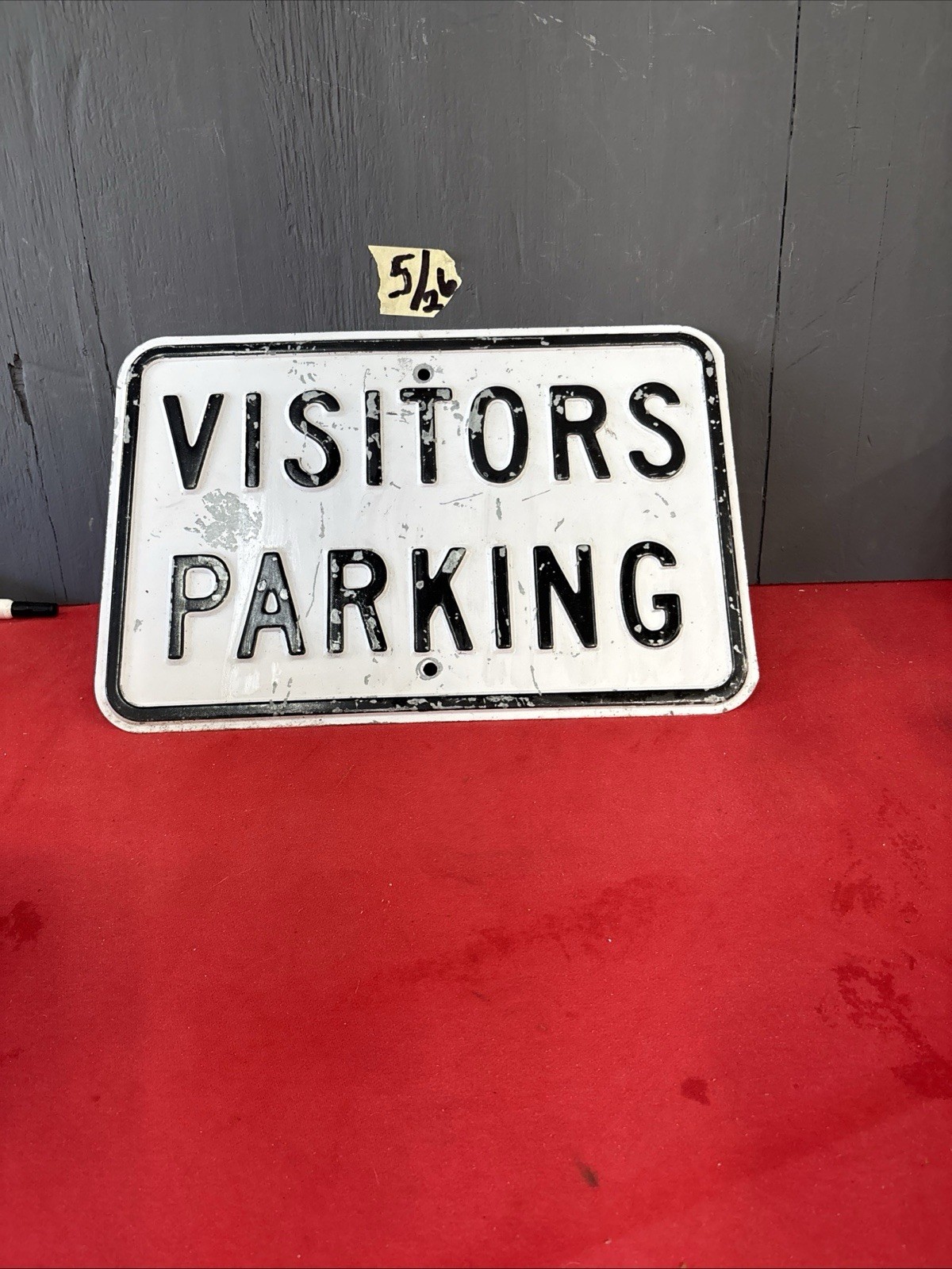 DWN2-Vintage Retired Visitors Parking Steel Embossed Sign 18×12 Inches Original