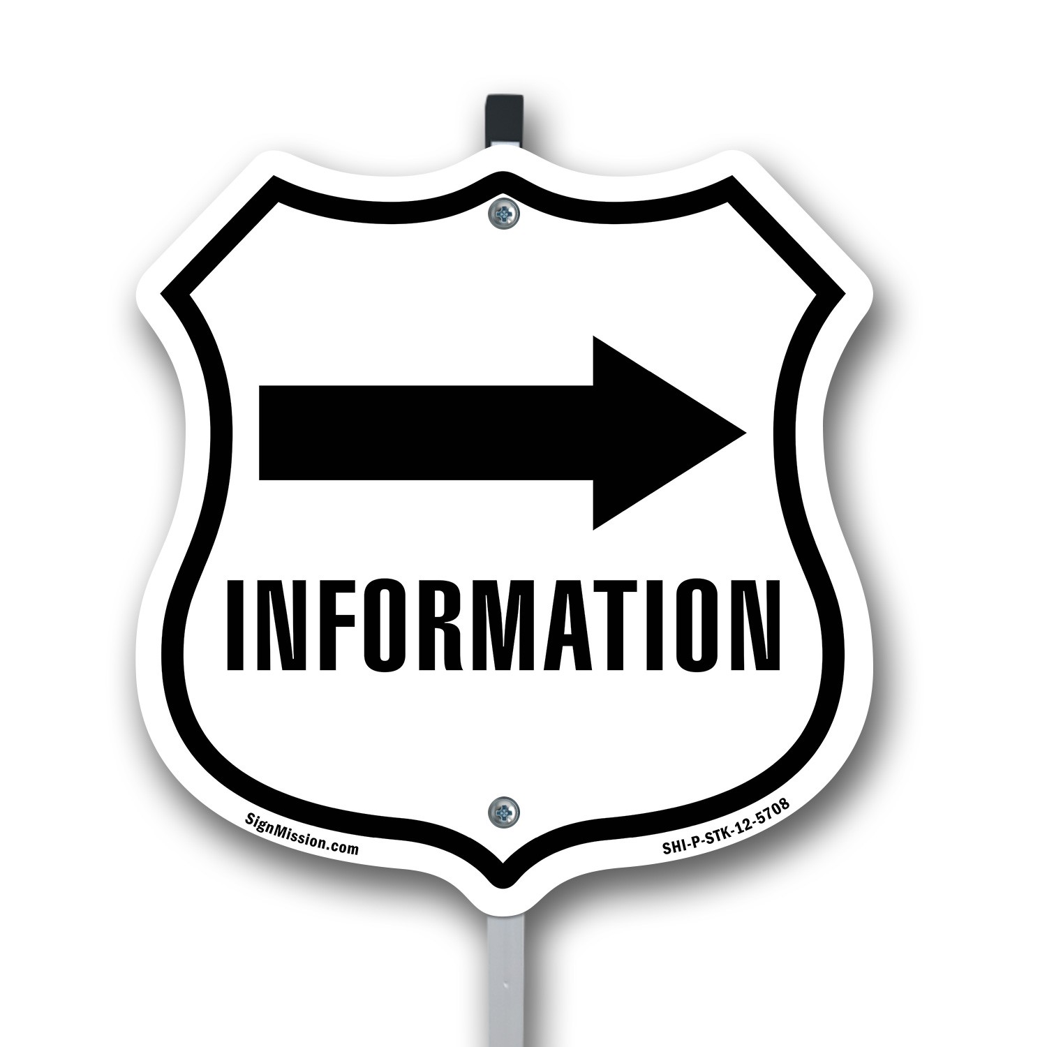Information Right Shield Shaped Sign With Stake Crafted in the USA