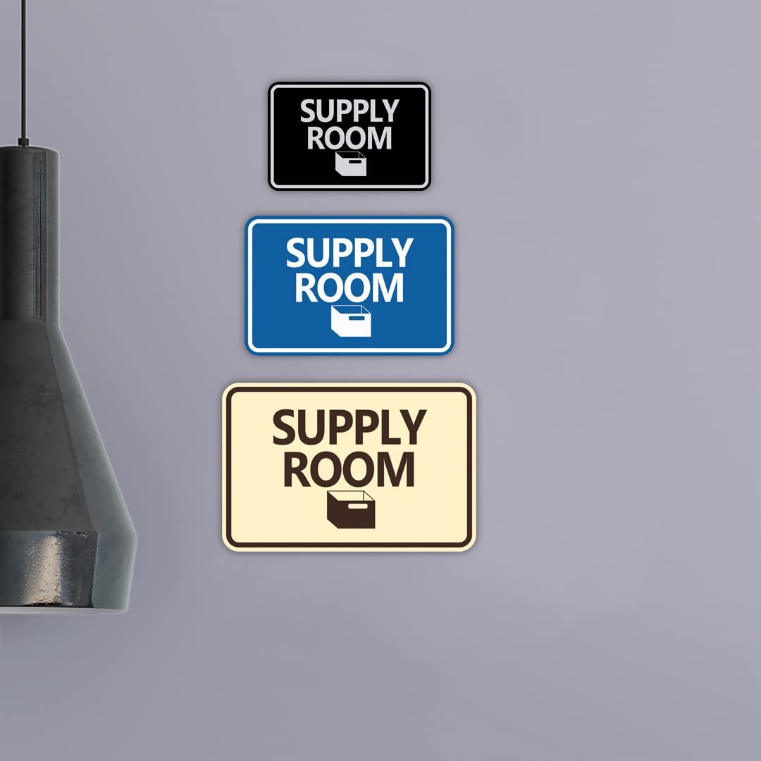 Classic Framed Supply Room Sign Brushed Gold Large Wall Door Notice Plaque