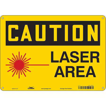 Condor 451P87 Laser Warning Sign, 10 In H, 14 In W, Polyethylene, Horizontal
