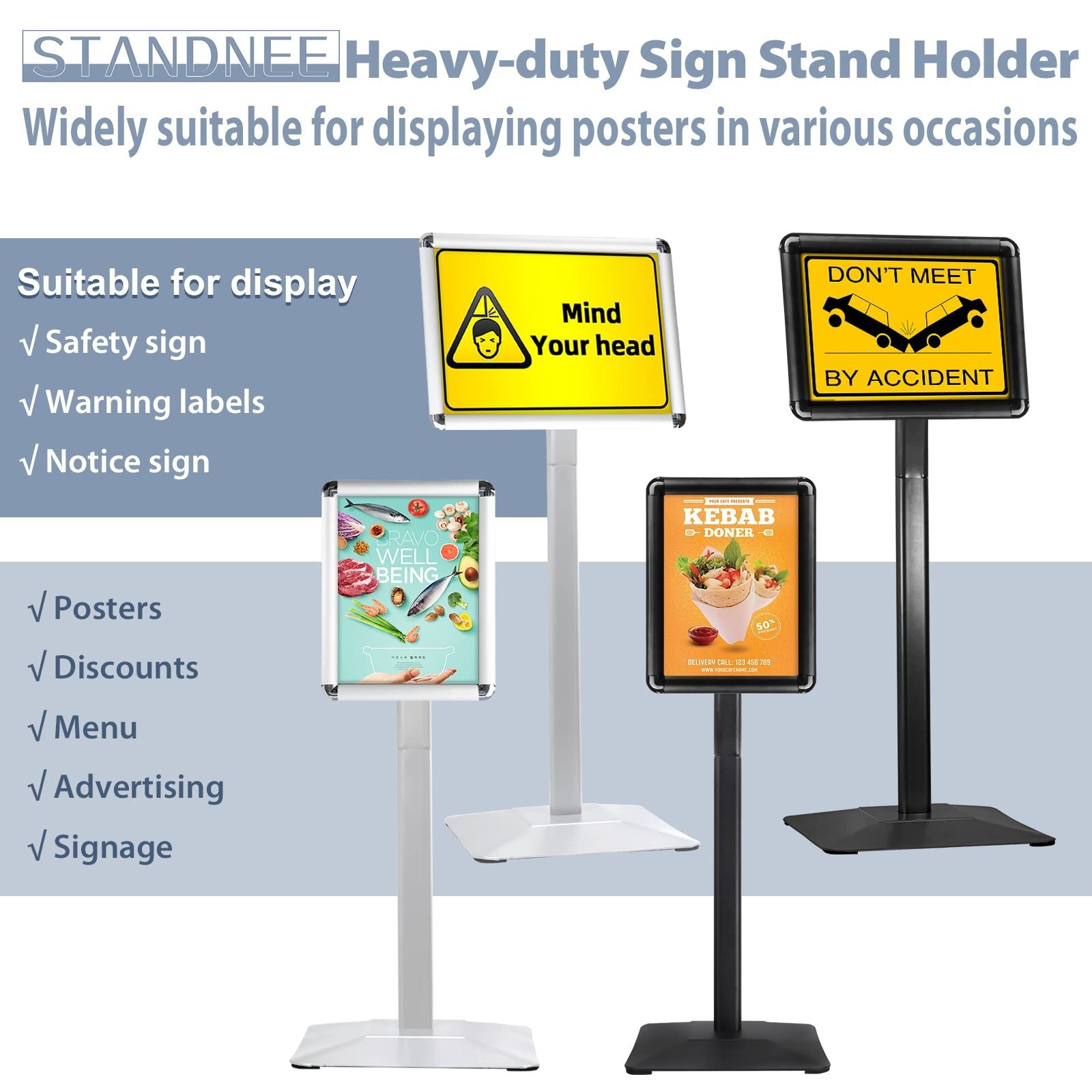Heavy-duty Poster Stand Holder 11″x 17″ Pedestal Floor Standing Sign Holder V…