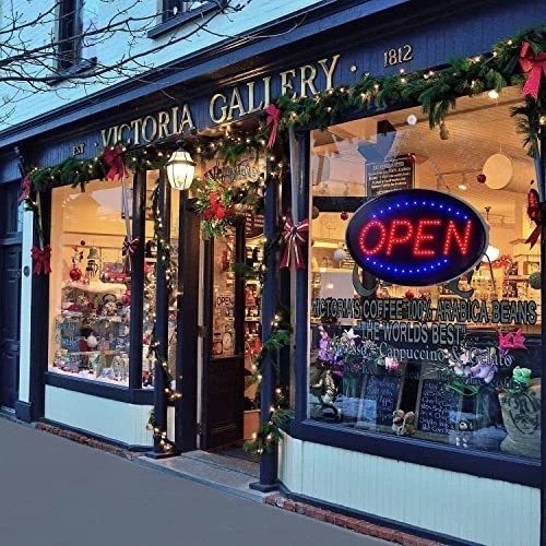 LED Open Sign 19×10 Inch Hanging Window Display with Two Lighting Modes