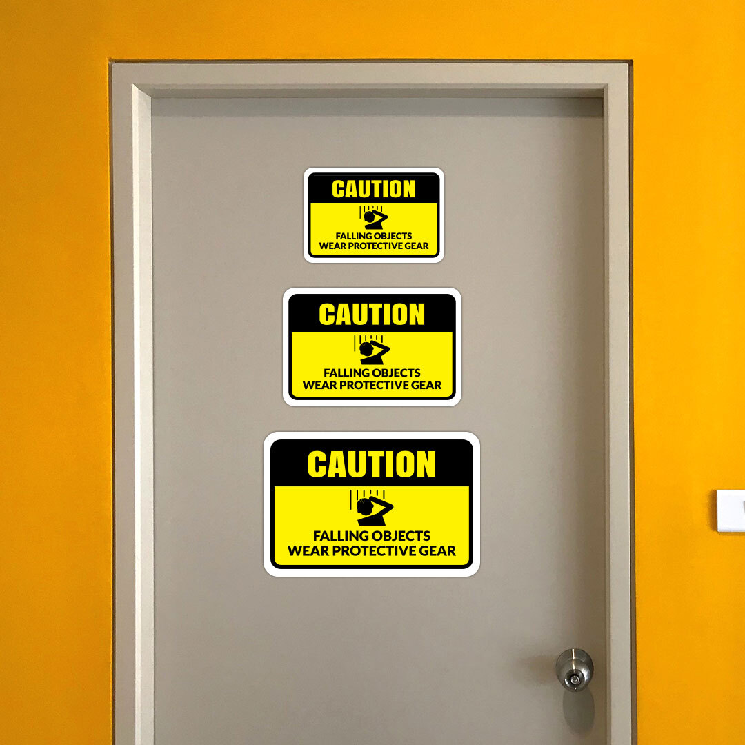 Classic Framed Plus Caution Falling Objects Wear Protective Gear Door Sign