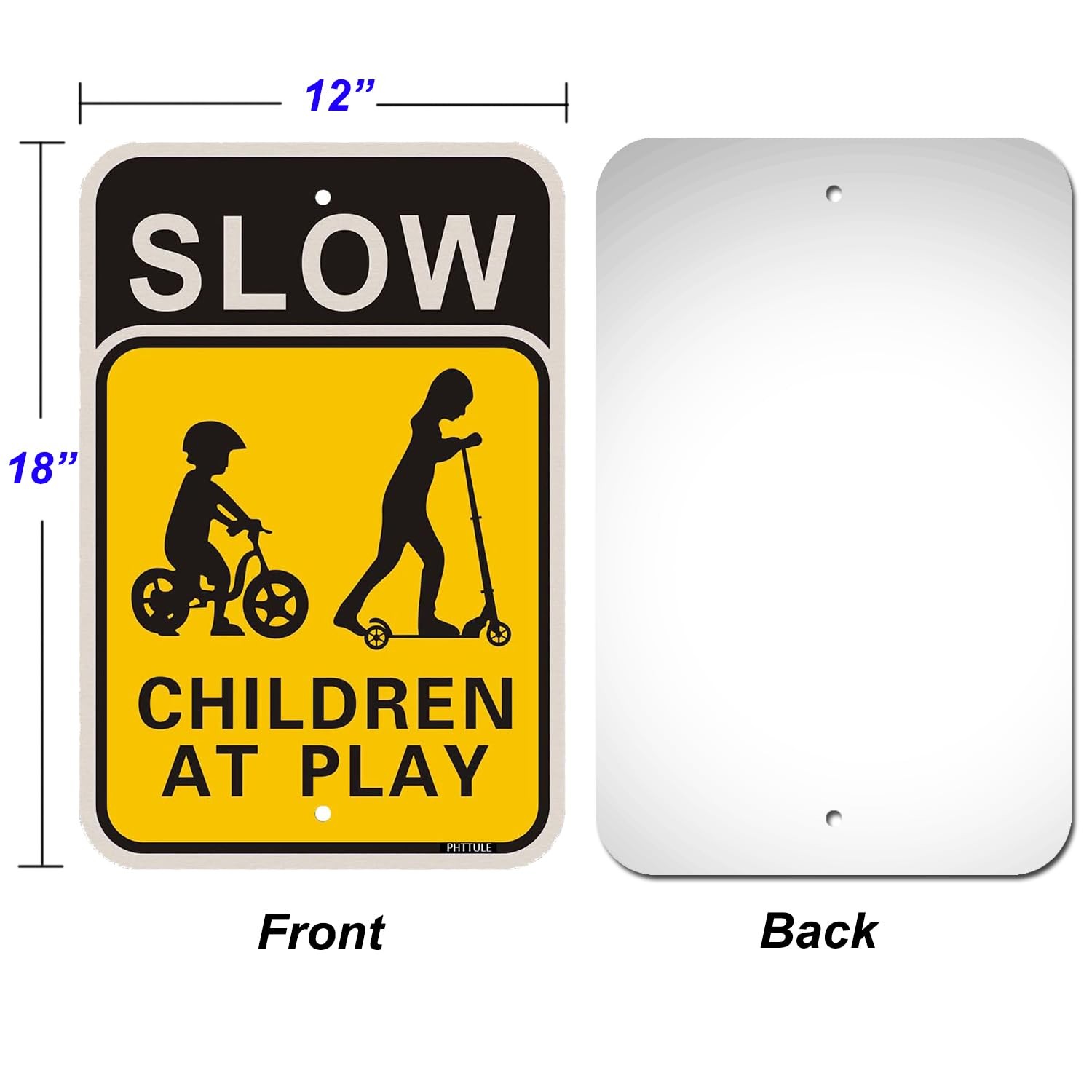 PHTTULE Slow Children at Play Signs 2 Pack, 18 x 12 Inches Kids Playing Slow …