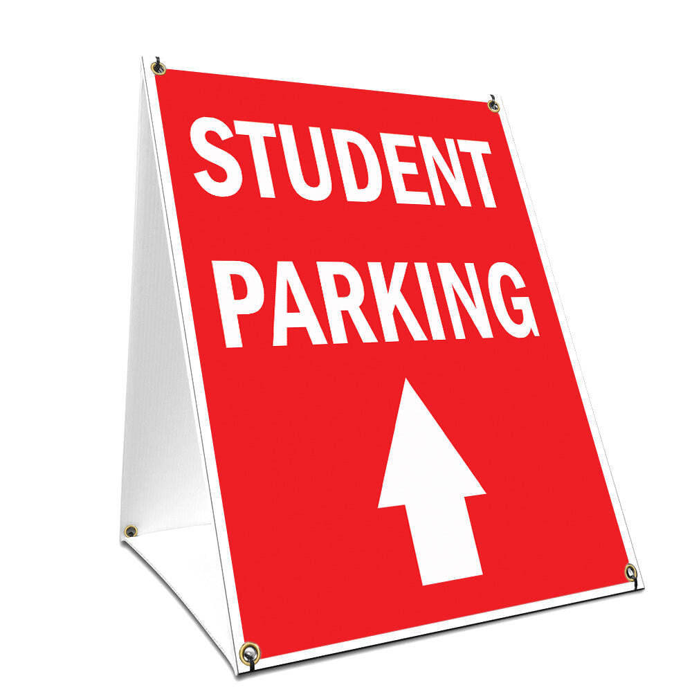 A-frame Sidewalk Student Parking With Up Arrow Sign With Graphics On Each Side