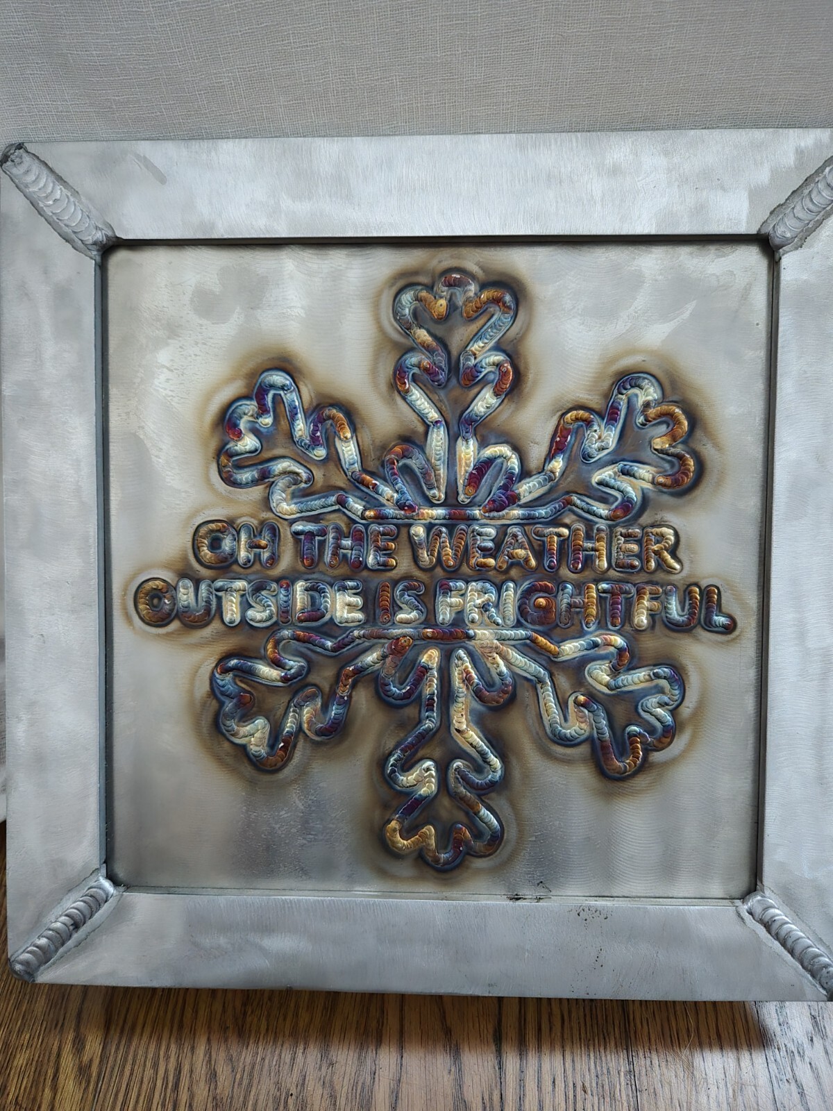 Weld Art Sign Stainless Steel 12″x12″ Christmas Decoration Winter Weather
