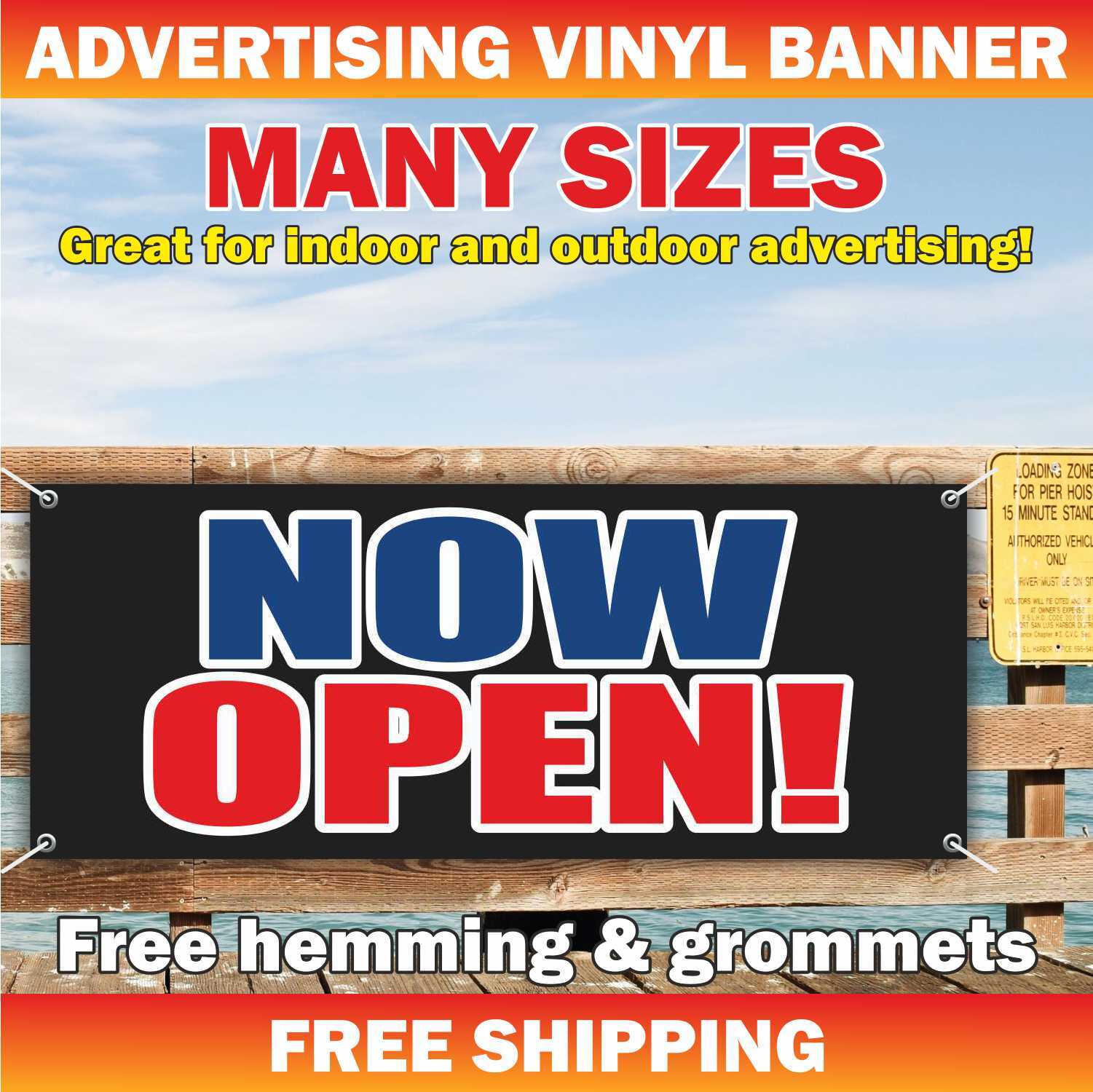 NOW OPEN Advertising Banner Vinyl Mesh Sign Alternative Store Grand Opening