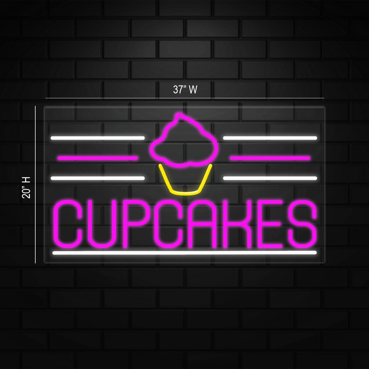 Cupcakes Sign for Business Displays | LED Flex Neon | 37″W x 20″H x 1″D