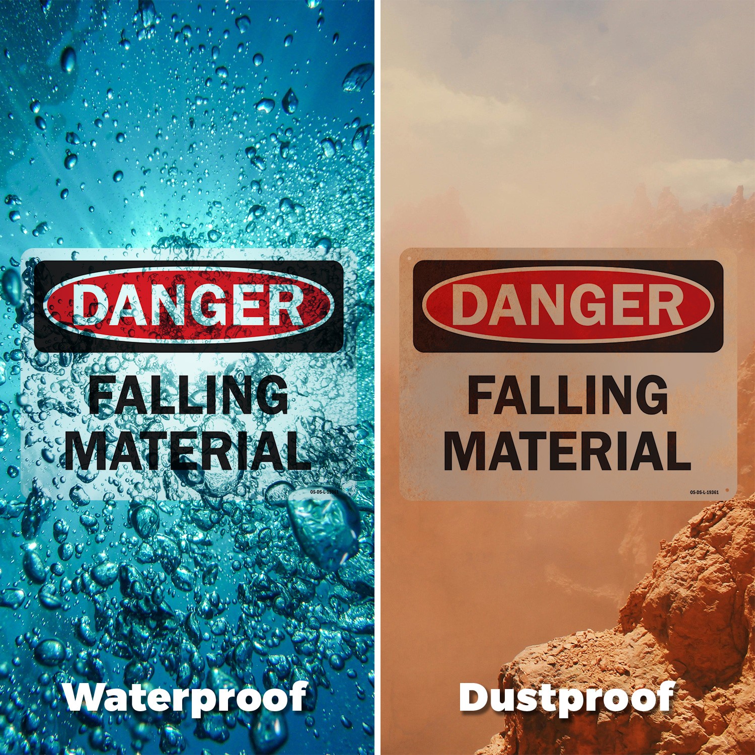 Falling Material OSHA Danger Sign Metal, Plastic, Or Decal – 5 or 10 Pack
