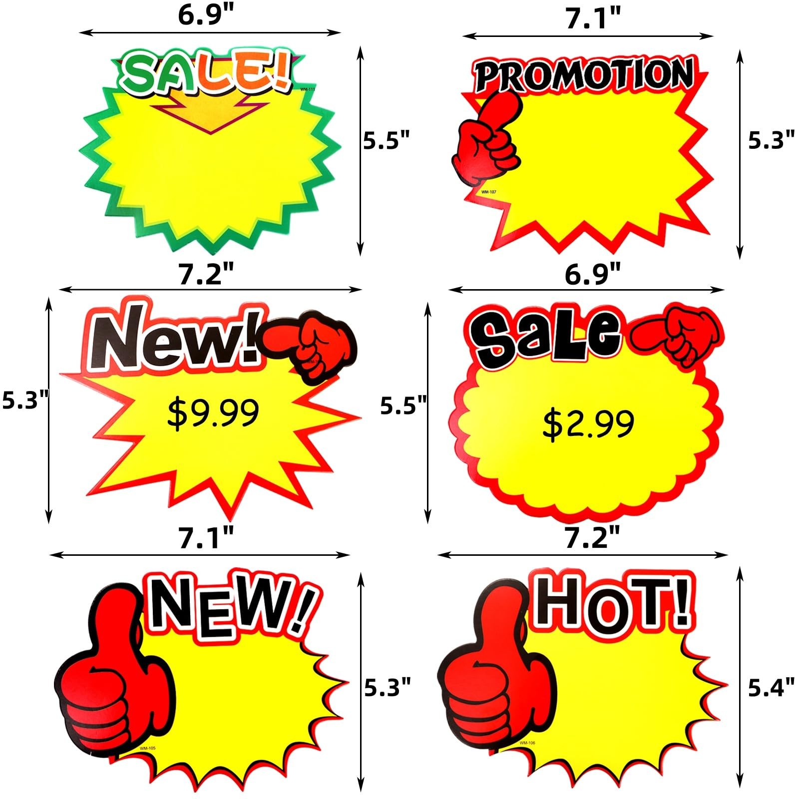 240 Pieces Burst Sign Cards, 7 x 5.5 Inch Large Star Shaped Blank Sale Sign T…
