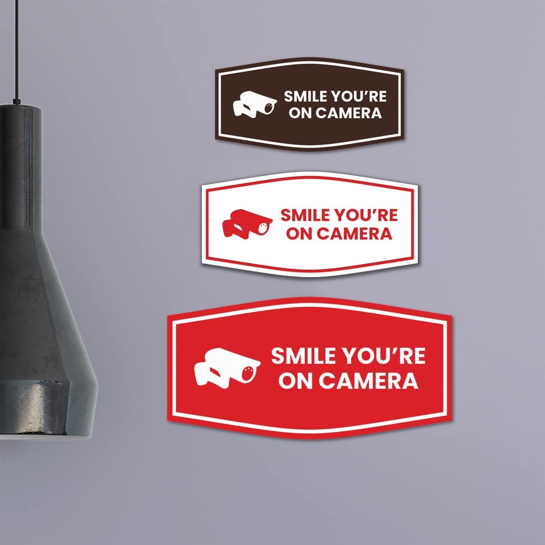 1 Pack Medium Smile Youre On Camera Sign, Black Gold, Fancy, Business