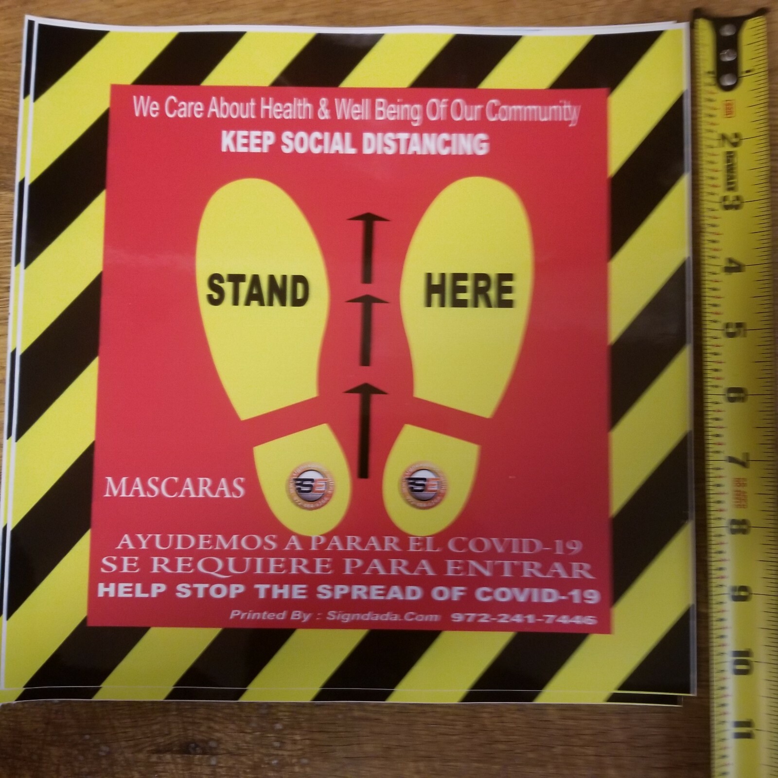 5 Pack Social Distancing 10″ Floor Decals Stickers English & Espanol USA Seller